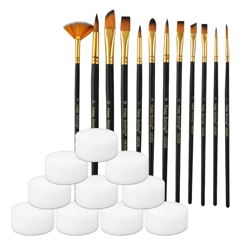 Landrain 12 Stück Schminkpinsel Set Kinderschminken with 10 Schmink Schwämmchen, Kinderschminke Pinsel, Schminkpinsel Karneval