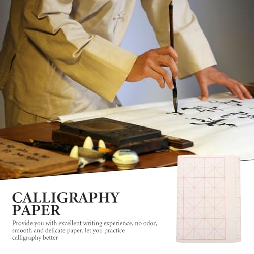 Papel de arroz para caligrafía china PRETYZOOM que corrige la postura y trazo con cuadrícula 4