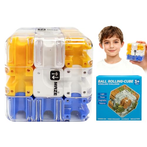 Large Labyrinth 3D Puzzl Maze Cube, 3D Labyrinth Kugel Komplexes Puzzle Mit Rollenden Kugeln, Kugellabyrinth Zauberwürfel Spielzeug Interaktives Würfel Lernspielzeug Für Klassenpartys (C)