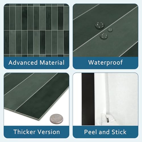 Dale vida a tu cocina con azulejos de pared autoadhesivos 3D en tonos verdes de 9x9 pulgadas 4