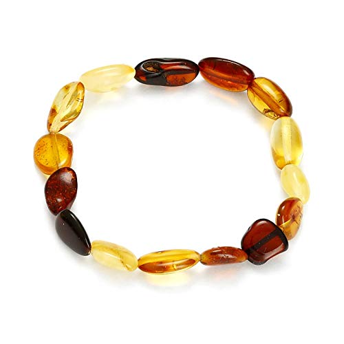 Bracelet élastique en Ambre avec perles polies de qualité supérieure