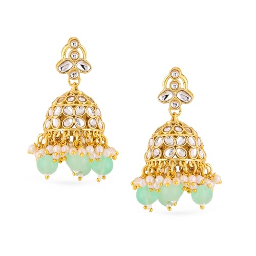 Image of Rubans Jhumka Earrings Kundan and Pearl Traditional Festive Jewellery Gift for Women & Girls