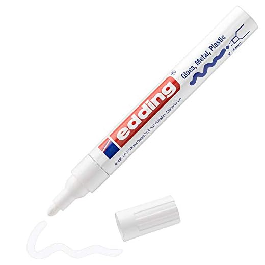 edding 750 marcador de tinta opaca brillante - blanco - 1 rotulador - punta redonda 2-4 mm - rotulador brillante efecto lacado para vidrio, piedras, madera, plástico, papel - color permanente