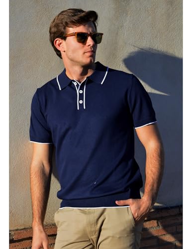 COOFANDY Mens Knit Polo Shirts Short Sleeve Vintage Stretch Polo T Shirts Casual Summer Golf Shirts3