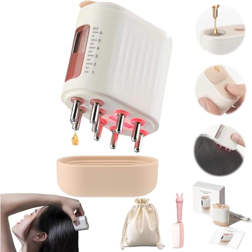 Kennado - Opossum ヘアオイルアプリケーター スカルプスオイル調剤マッサージャー 2イン1 6ml 頭皮オイルアプリケーター ヘッドマッサージャーブラシ サロンケア用 (1個ホワイト)