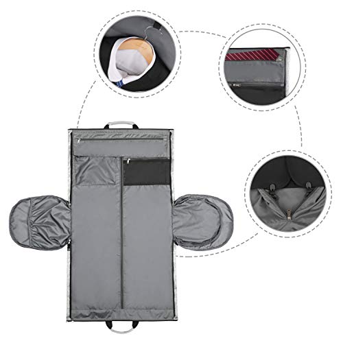Gonex Garment Bag Carry on Duffle Suit Bag with Shoe Pocket, Convertible Hanging Duffel Travel Suitcase for Men Women Gray