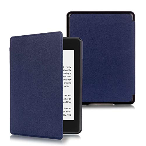 AKNICI - Funda para Kindle Paperwhite (10ª generación), Ultrafina, de Piel sintética, con función automática de suspensión y Despertador, Compatible con Amazon Kindle Paperwhite 2018 Azul Marino