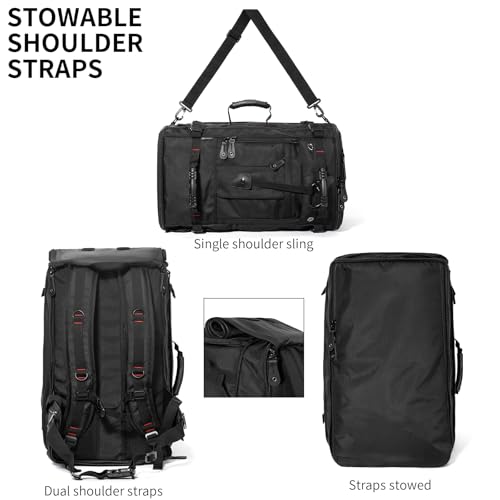 Image of YOUMIAN Large Capacity For Travel Hiking Sports Carry On Backpack Durable Convertible Duffle Bag Laptop airplane (Black, 60L-Large DualMainOpening)