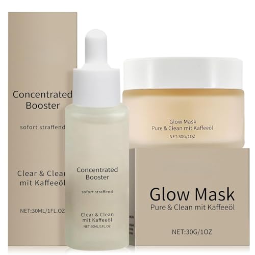 Image of 2PCS Coffee Oil Night Care Set, Concentrated Booster Facial Serum 30ml & Glow Mask 30g, Hydrating Face Moisturiser Duo for Night Routine, Smooth Texture & Brighter-Looking Skin