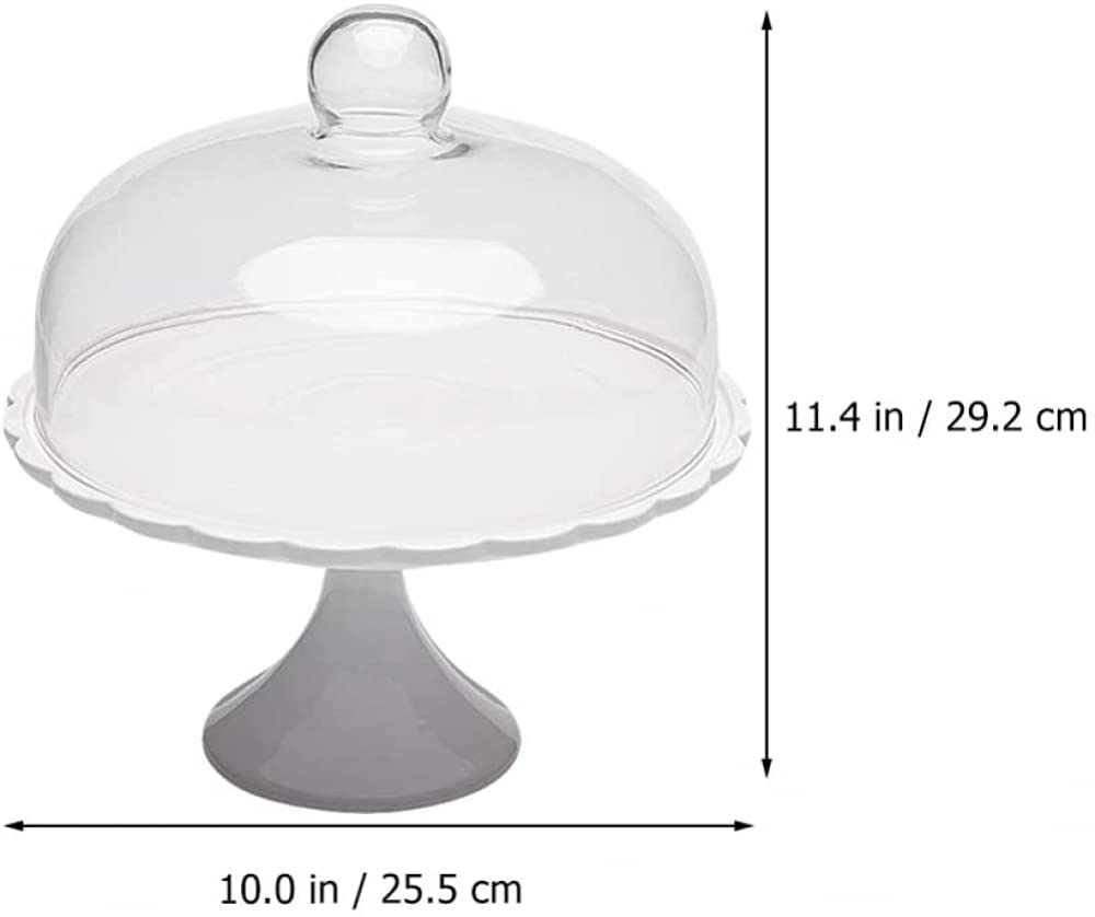 Soporte De Cerámica para Tartas con Cúpula De Vidrio, Tapa Redonda, Plato De Degustación De Camarero, Bandeja De Exhibición De Pan De Postre para Alimentos, Pasteles De Queso-29.2X25.5X25.5CM