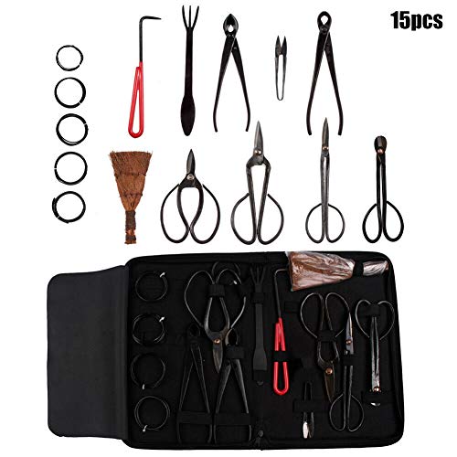 Samseed Garden Bonsai Tool Set Carbon Steel Kit Cutter Scissors with Nylon Case