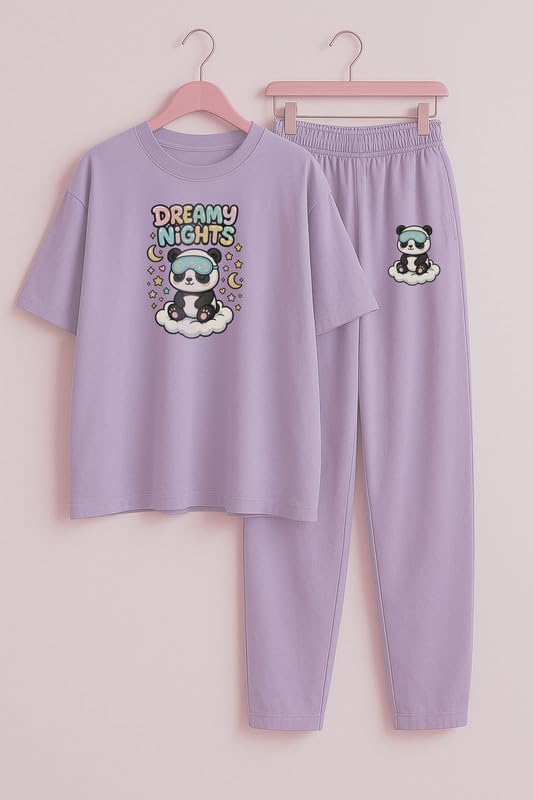 Image of My Swag Womens Cotton Night Suit | T-Shirt and Lower | Summer and Winter Sleepwear