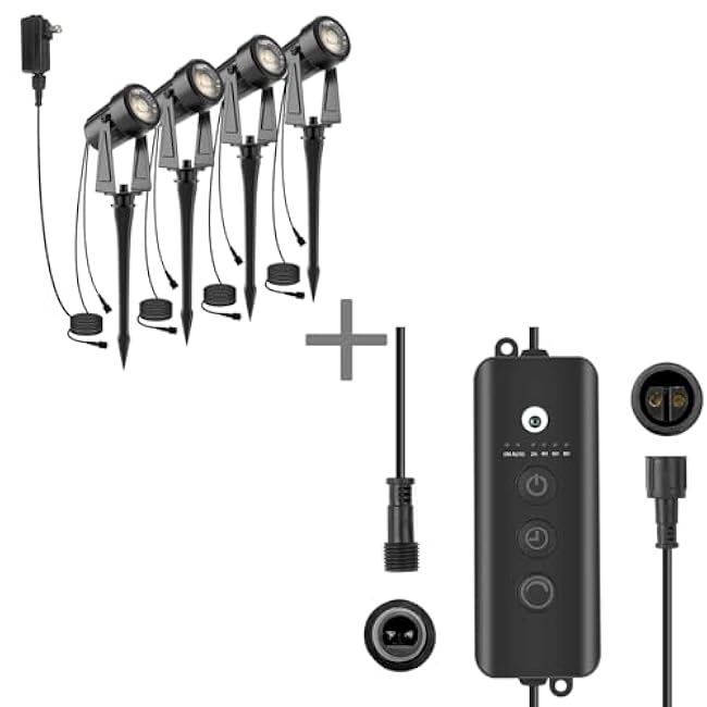 80-100W Dusk to Dawn Sensor for SUNTHIN Landscape Lighting, Timer and Dimming, Compatiable with SUNTHIN Warm White Spotlights Only