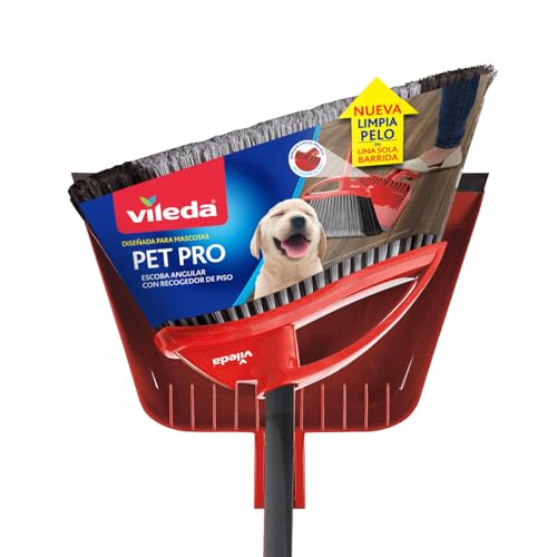 La mejor comparación de Escobas los preferidos por los clientes. 46 Vileda Escoba con recogedor Pet Pro con Mango telescópico - Escoba diseñada para Recoger el Pelo de Tus Mascotas en una Sola barrida