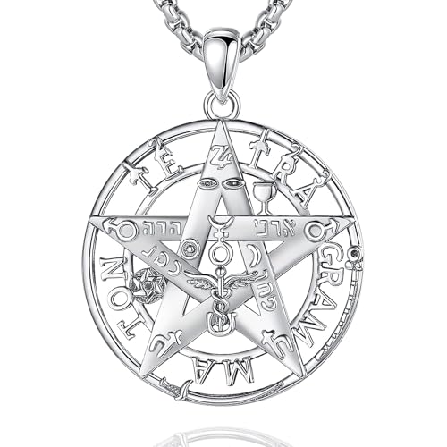 CELESTIA 925 Sterling Silver Tetragrammaton Pendant/Tetragrammaton Rings/Masonic Necklace/Pentagram Jewelry for Women Men