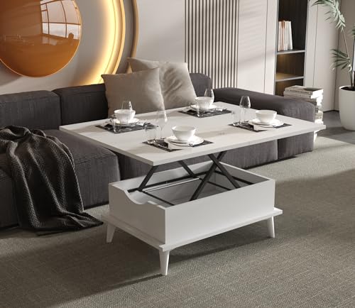 Lift Top Coffee Table Extendable Convertible Design Up to 6 Person White 16 Lift Top Coffee Table Extendable Convertible Design Up to 6 Person White
