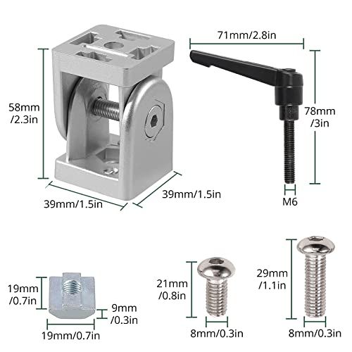 JiGiU 2 Pieces Joint Connector Extrusion Corner Connector 4040 Joint Aluminium Profile 180° Rotation Range Zinc Alloy with Lever and Mounting Accessories - Image 3