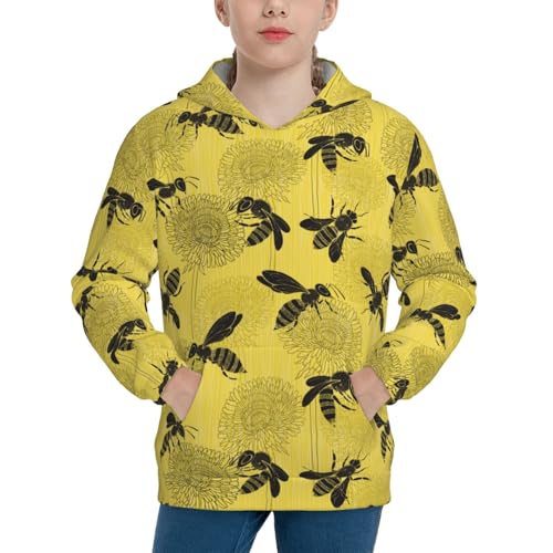 Bees and Dandelions Kid Hoodies Boys Sweatshirts Girls Pullover with Pocket