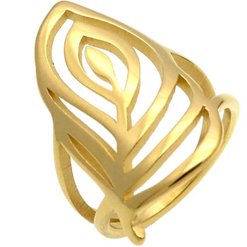 Jude Jewelers Stainless Steel Leaf Flower Style Chunky Curb Wedding Promise Statement Wrap Style Ring