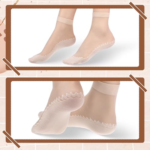 Image of InnoHHustle Sheer Socks, 12 Pairs Nylon Socks for Women Sheer Ankle Sock Women Ankle Stockings Silk Sock