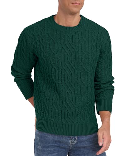 Askdeer Men's Cable Knit Pullover Sweater Long Sleeve Crew Neck Knit Sweater Soft Casual Sweaters with Ribbing Edge4