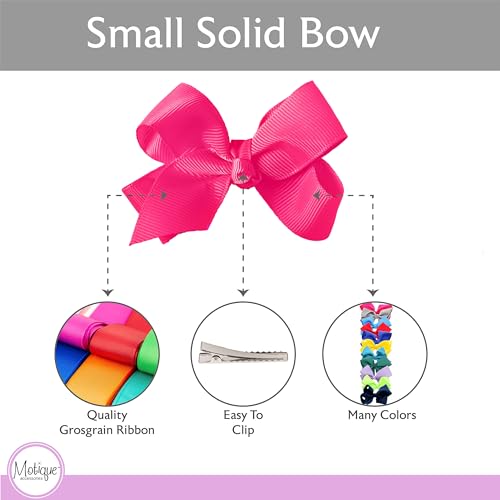Image of Small Solid Bow for Girls - Set of 12 (Hot Pink)