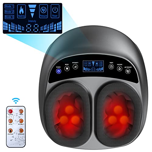 Masajeador de Pies Shiatsu con Control Remoto y Calefacción, LCD Pantalla / Compresión de Aire / Intensidad Ajustable / Gran Espacio Interno para la Mayoria de Personas Usar en Casa Oficina