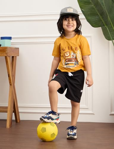 Image of Amazon Brand - Symbol Boys 100% Cotton Graphic Printed Half Sleeves T-Shirt | Age 2-6 Years (Available in Combo Pack of 3 and 5)