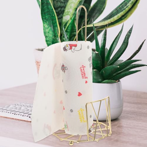 Soporte de papel de cocina dorado ABOOFAN de hierro para encimera 6