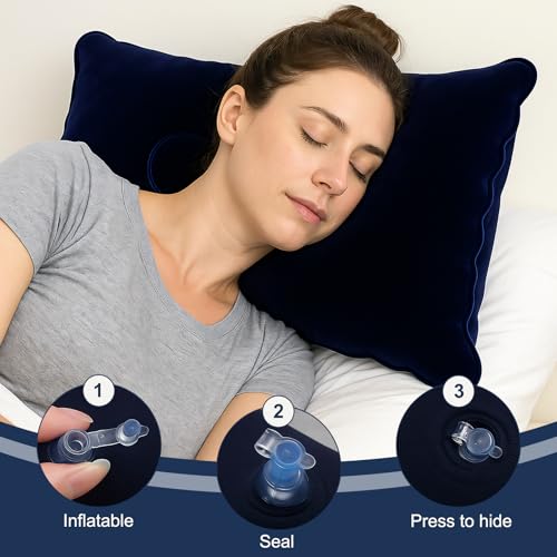 2 PCS Oreillers Gonflables Ultra Légers et Imperméables, (38X24CM), Coussin Gonflable Plage et Camping Accessoires, Coussin de Plage Gonflable Compact pour Voyage, Randonnée, Plein Air, Pêche – Image 6