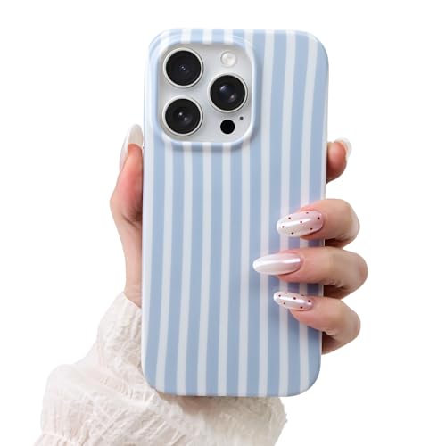 SleekCover Compatible with iPhone 11 Pro Case Cute Kawaii Aesthetic Striped Pattern Cover for Women Girls Soft TPU Shockproof Protective Stylish Case for iPhone 11 Pro 5.8 Blue