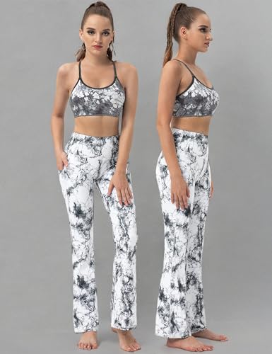 Image of BUBBLELIME 29 inch /31 inch /33 inch /35 inch /37 inch Women High Waist Bootlegs Yoga Pants Tummy Control Bootcut Workout Flared Out Pockets