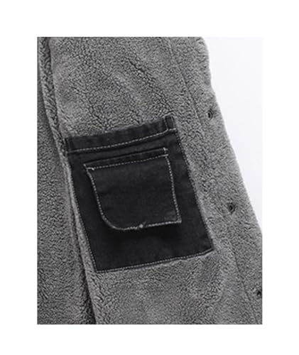 SOMTHRON Men's Fleece Jean Jacket Coat Winter Cotton Sherpa Lined Denim Trucker Jacket Warm Thicken Windbreaker3