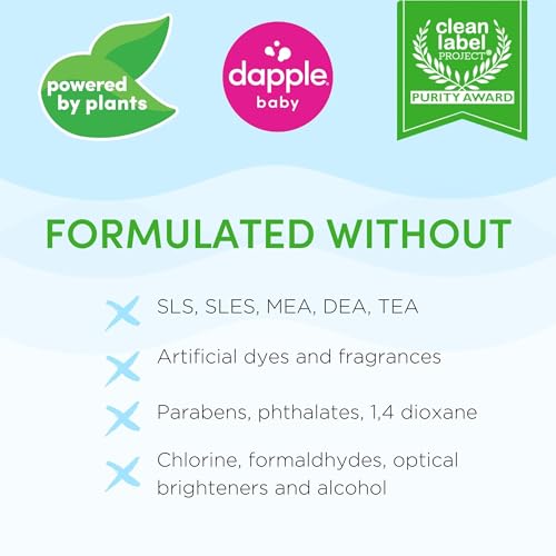Image of Dapple Baby Bottle Soap, Hypoallergenic Dish Soap for Baby Bottles, Powered by Plants, Travel Size, Fragrance Free, 3 Fl Oz (Pack of 2)