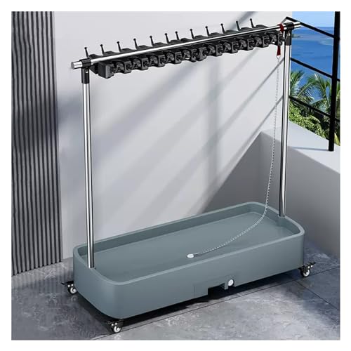 GOCHUSX Commercial Mop Rack, Broom Holder Organizer, Umbrella Stand, Cleaning Cart On Wheels, Floor Standing Cleaning Tool Cart (Color : White, Size : 92x40x96cm(16slots))