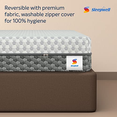 Image of Sleepwell Dual PRO Spring Reversible 8-inch Double Bed Size, Gentle and Firm Spring Mattress with Impressions Memory Foam & Airvent Technology (Grey, 78x48x8)