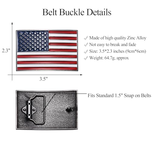 Hebilla de cinturón de bandera nativa americana para vaquero occidental y moda patriótica grande 2