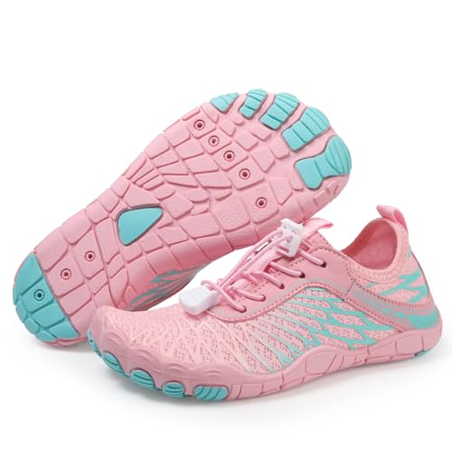 Water Shoes for Kids Boys Girls Aqua Barefoot Shoes with Wide Toe Box, Quick Dry & Non-Slip Breathable Walking Sneakers for Beach Pool Swim Sports Hiking