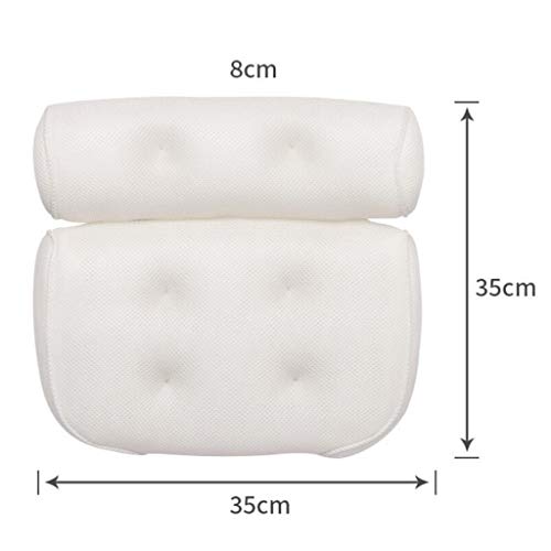 Baoblaze Almofada De Banho Spa Com 4 Ventosas De Aperto Almofada De Banheira Pescoço Encosto Branco