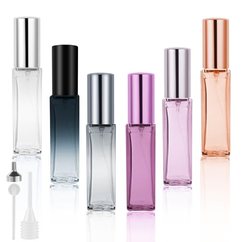 LOPHE Atomizador Perfume de Vidrio, 6 x 10ML Botella de Perfume Recargable, Portátil Frasco Pequeño para Perfume, Pulverizador Perfume Transparente para Viaje, Cita