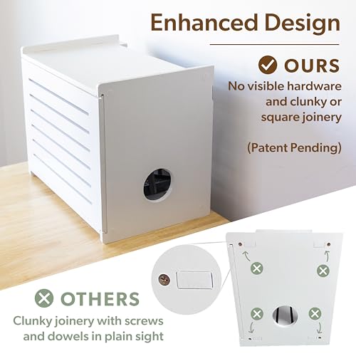 Caja Decorativa para Router WiFi, Estantería Ocultadora de Módem, Hecha de Madera de Pino, Acabado Moderno, Diseño con Paneles Laterales Integrados, Apta para Routers de Hasta 11", Montaje en Pared o sobre Escritorio miniatura 5