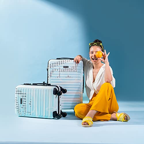 Image of Assembly Polycarbnate Cabin Trolley Bag (55 cms) & Medium Check in Suitcase for Travel - Hard-Sided Printed Luggage Set of 2 (65 cms) with TSA Lock- Scripted
