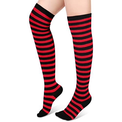 Geyoga Women's High Striped Tights Socks Over Knee Striped Long Stockings Halloween Christmas