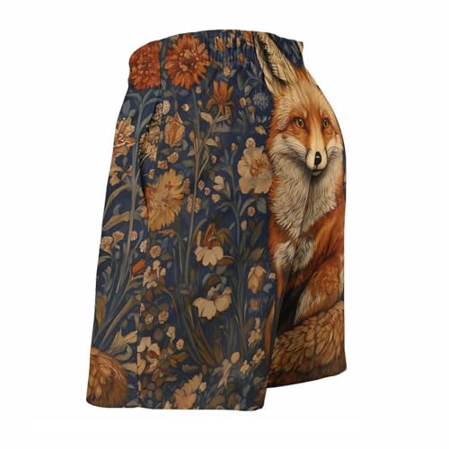 Fox in The Garden Men's Swim Trunks Board Shorts Beachshorts Swimsuits with Pockets Mesh Liner4