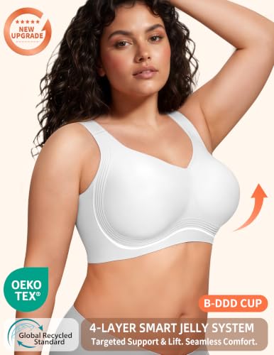 Image of PoseFree Jelly Bras for Women No Underwire, Supportive Wireless Comfort Bra, Full Coverage Back Smoothing Bra