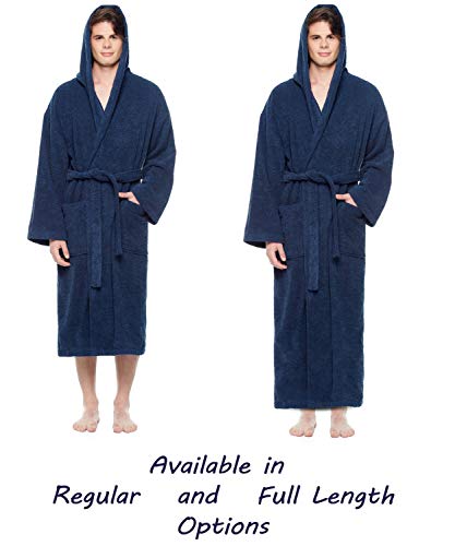 Arus Men's Hooded Classic Bathrobe Turkish Cotton Robe with Full Length Options2