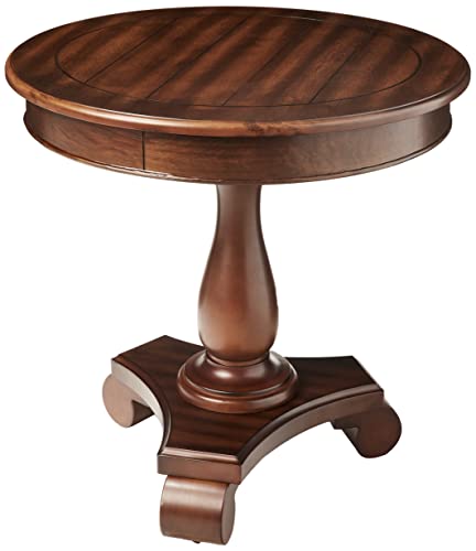 Roundhill Furniture Rene Round Wood Pedestal Side Table 26D x 26W x 26.5H Espresso