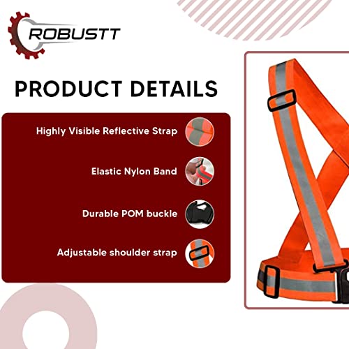 Image of Robustt High Visibility Protective Safety Reflective Vest Belt Jacket, Night Cycling Reflector Strips Cross Belt Stripes Adjustable Vest Safety Jacket