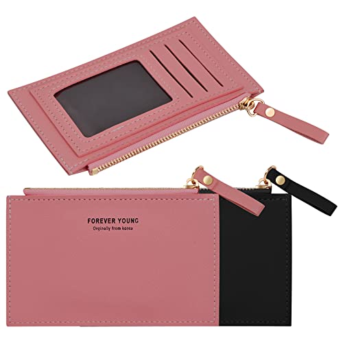 Cozlly Cartera Mujer Pequeña, Monedero Tarjetero Pequeño Mujer PU Cuero, Cartera Bolsa Pequeña para Moneda Efectivo Tarjeta Llaves (Rojo+Negro)