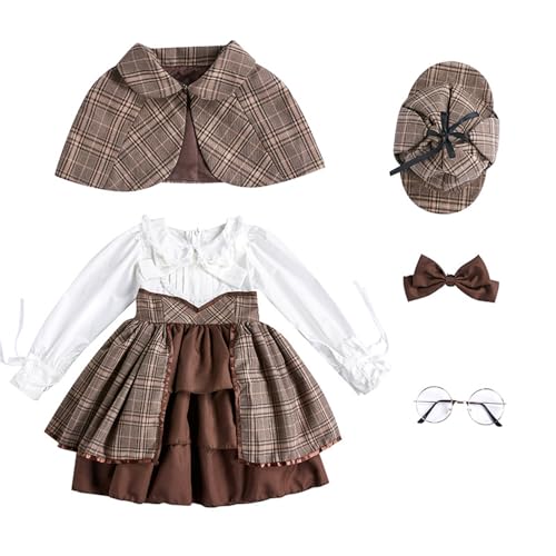 Costume Sherlocks pour filles avec 5 accessoires de détective pour Halloween